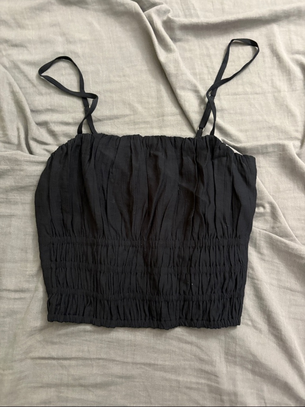 Abercrombie & Fitch Black Smocked Spaghetti Strap Cami